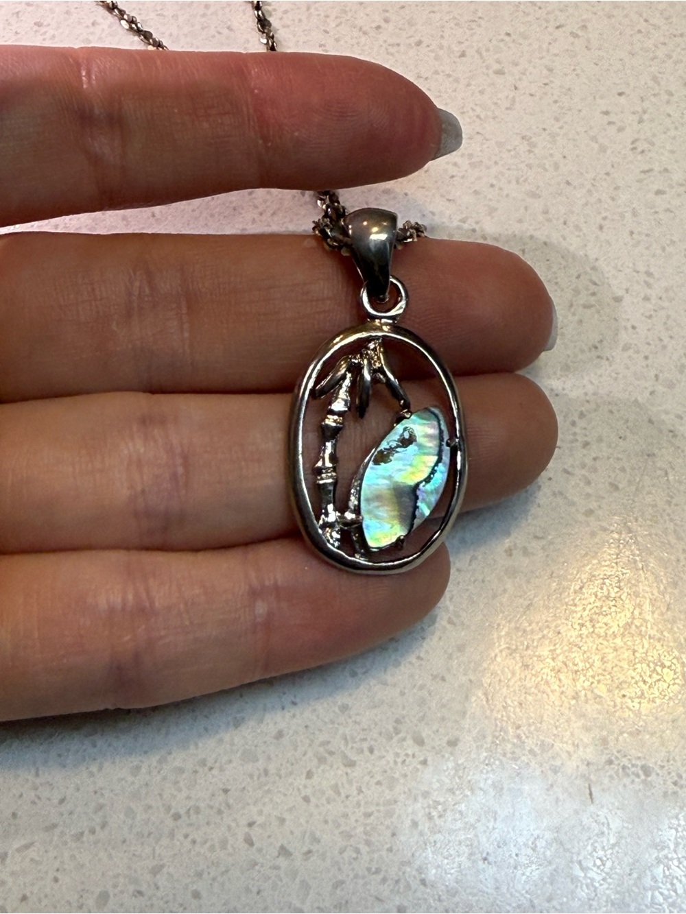 Sterling Silver / Alpaca MexAbalone Shell Necklace and Earrings Set - Picture 6 of 9